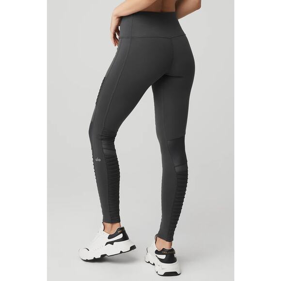 ALO Leggings Moto XS Panels Embellished Dark Gray Perfect Condition Size XS - Picture 3 of 13